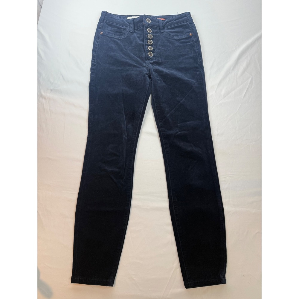 Anthropologie Size 26 Pilcro High Rise Skinny Corduroy Pants Navy Button Fly